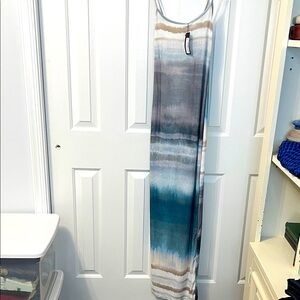 NWT PrettyLittleThing Teal Ombré Print Stretch Bodycon Maxi Dress Size‎ 2